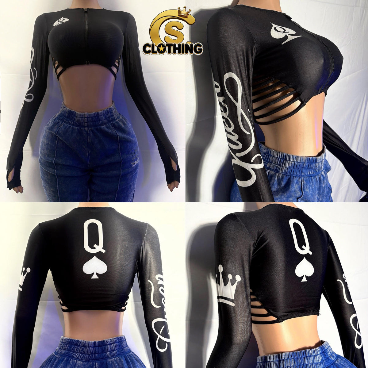 👑QueeN Bee🐝 Cropped Zip - Up